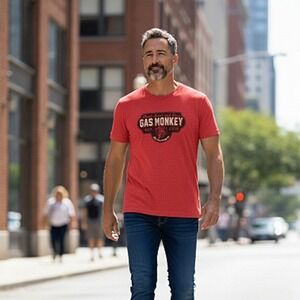 Gas Monkey Garage Blood Sweat & Beers Large Short Sleeve Tee Cotton Blend